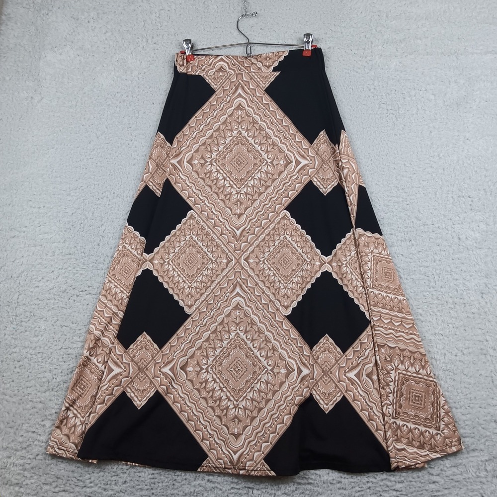 Metro Wear Skirt Maxi Women S Black Tan Geometric Medallion Stretch